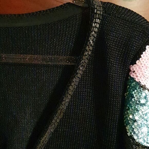 Vtg Ladies Daraknit Sequin & Beaded Sweater L - Picture 4 of 5